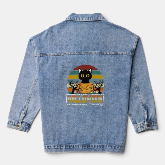 Cat Halloween Denim Jacket (Achterkant)