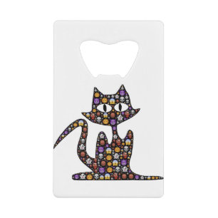 Cat Halloween Emoji Scary Frightful Spooky Icons Kredietkaart Flessenopener