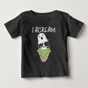Cat Halloween Ghost I Scream Ice Cream Pun
