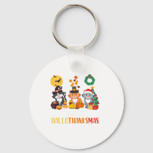 Cat Halloween Happy KerstHappy Hanksmas Dank Sleutelhanger