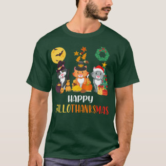 Cat Halloween Happy KerstHappy Hanksmas Dank T-shirt