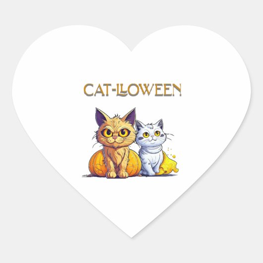 Cat halloween hart sticker (Voorkant)