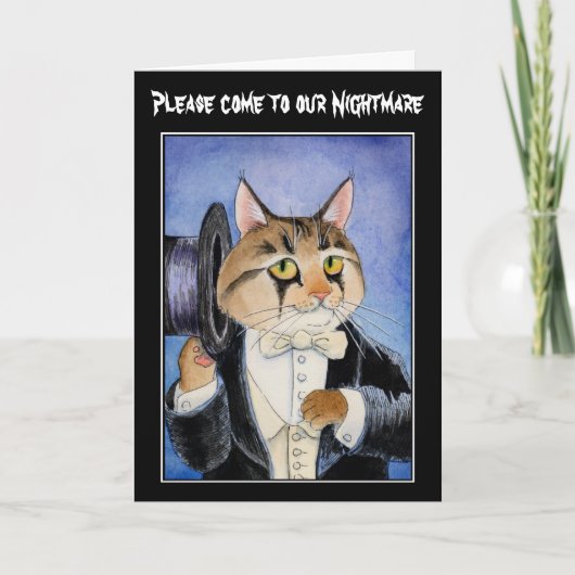 Cat Halloween invitation or greeting card (Devant)