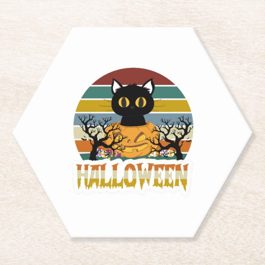 Cat Halloween Kartonnen Onderzetters (Voorkant)