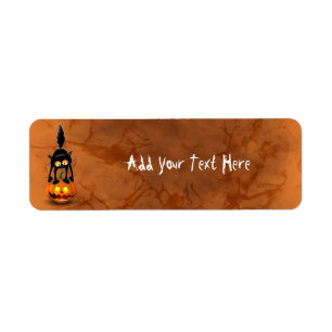 Cat Halloween Scared Cartoon Character op Etiket
