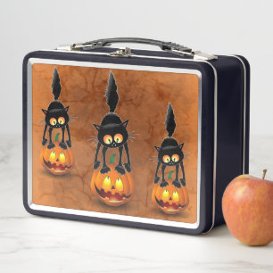 Cat Halloween Scared Cartoon op pompoen