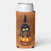 Cat Halloween Scared Cartoon op pompoen (Seltzer Voorkant)