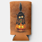 Cat Halloween Scared Cartoon op pompoen (Voorkant)