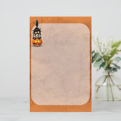 Cat Halloween Scared Cartoon op pompoen Briefpapier (Staand voorkant)
