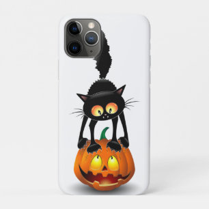 Cat Halloween Scared Cartoon op pompoen iPhone 11 Pro Hoesje