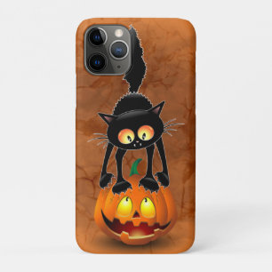 Cat Halloween Scared Cartoon op pompoen iPhone 11 Pro Hoesje