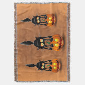 Cat Halloween Scared Cartoon op pompoen Deken (Voorkant Verticaal)