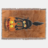 Cat Halloween Scared Cartoon op pompoen Deken (Voorkant)