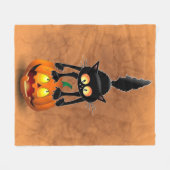 Cat Halloween Scared Cartoon op pompoen Fleece Deken (Voorkant (Horizontaal))