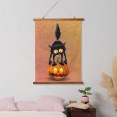 Cat Halloween Scared Cartoon op pompoen Hangend Wandkleed (Slaapkamer)