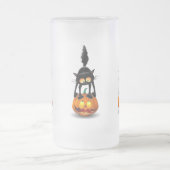 Cat Halloween Scared Cartoon op pompoen Matglas Bierpul (Center)