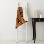 Cat Halloween Scared Cartoon op pompoen Sherpa Deken (In situ)