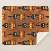 Cat Halloween Scared Cartoon op pompoen Sherpa Deken (Voorkant (horizontaal))