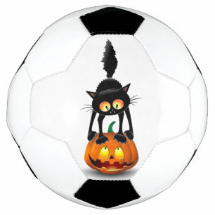 Cat Halloween Scared Cartoon op pompoen Voetbal