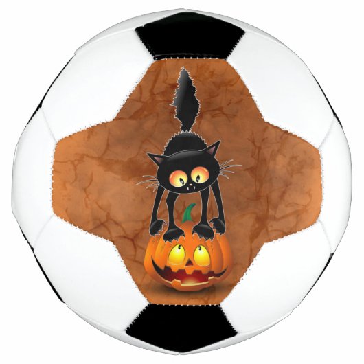 Cat Halloween Scared Cartoon op pompoen Voetbal (Voorkant)