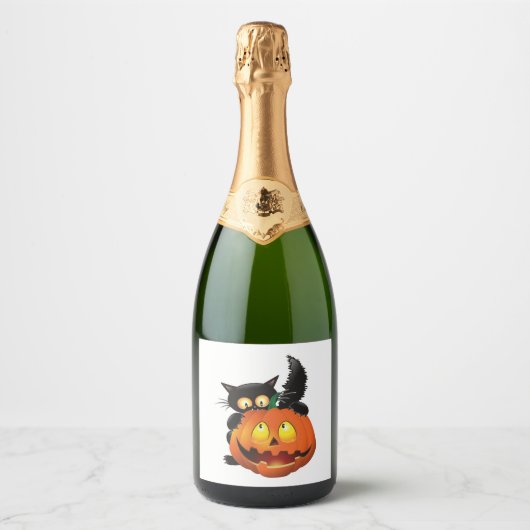 CAT HALLOWEEN SPARKLING WIJNETIKET (Voorkant)