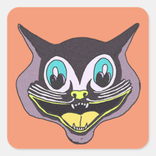 Cat Halloween Square Stickers, glanzend Vierkante Sticker