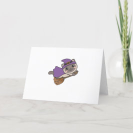 Cat Halloween Witch Kinder Witch Costume Feestdagen Kaart