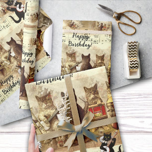 Cat Happy Birthday Song Orchestra Cadeaupapier