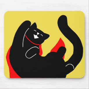 Cat Happy Cape Mousepad Simple Cute Kat Muismat