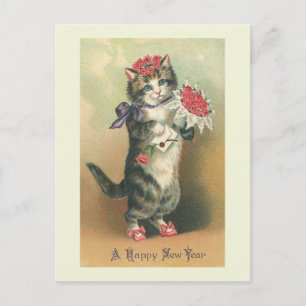 Cat Happy New Year Briefkaart