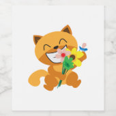 Cat Happy Sweat Cat Flowers Funny Gift Idee Wijn Etiket (Enkel label)