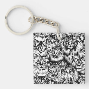 Cat Head-patroon Sleutelhanger