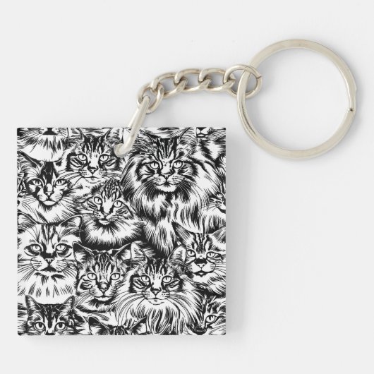 Cat Head-patroon Sleutelhanger (Achterkant)