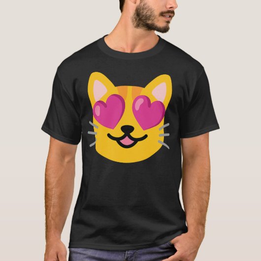 Cat Heart Eyes Emoticon T-shirt (Voorkant)