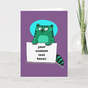 Cat heeft de banner cartoon stijl illustratie bedankkaart