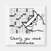 Cat Helpt met het kruiswoord - Funny Cat Magnet Magneet (Voorkant)