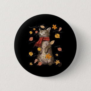 Cat Herfst Breeze Kitten Kitty Cat Lover Ronde Button 5,7 Cm
