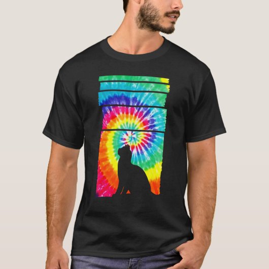 Cat Hippie Tie Dye Cat   T-shirt (Voorkant)