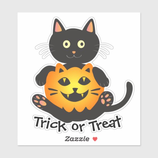 Cat Holding Jack-o'-Lantern Sticker (Vel)
