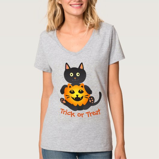 Cat Holding Jack-o'-Lantern T-shirt (Voorkant)