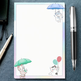 Cat Holding Umbrella en ballonvaarding in Sky Post-it® Notes