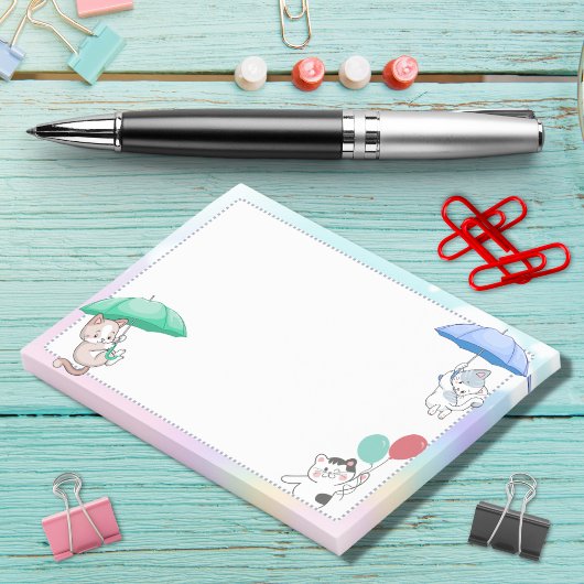 Cat Holding Umbrella en ballonvaarding in Sky Post-it® Notes