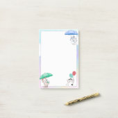 Cat Holding Umbrella en ballonvaarding in Sky Post-it® Notes (Op bureau)