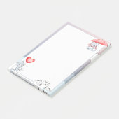 Cat Holding Umbrella Heart Ballon Flying in Sky Post-it® Notes (Schuin)