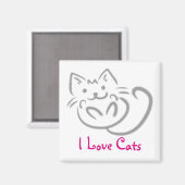 Cat Hug I Love Cats Magnet Magneet (Voorkant / Achterkant)