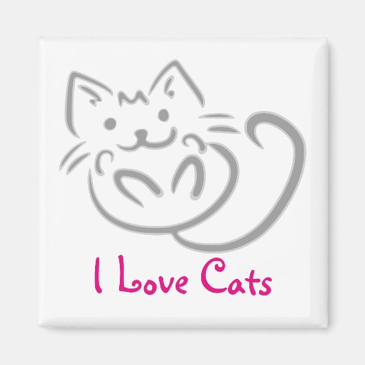 Cat Hug I Love Cats Magnet Magneet (Voorkant)