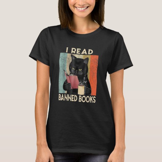 Cat I Read Banned Books Bookworms Reading Book 4 T-shirt (Voorkant)
