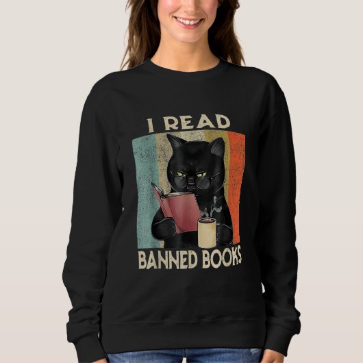 Cat I Read Banned Books men Bookworms Reading Book Trui (Voorkant)