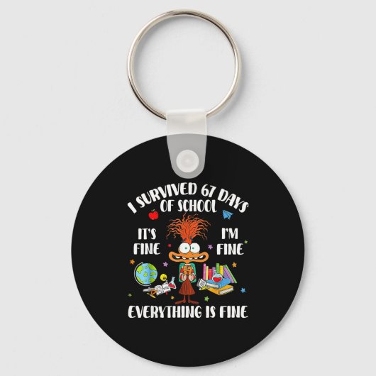 Cat I Survived 67 Days Of School Teachers Students Sleutelhanger (Voorkant)