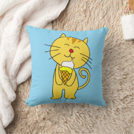 Cat Ice Cream Cone Pillow Baby Pink Blue Kussen